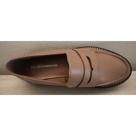 BCBGeneration GN237324 Women's Sz 7M Taupe Sabin Platform Penny Loafers - Picture 6 of 9